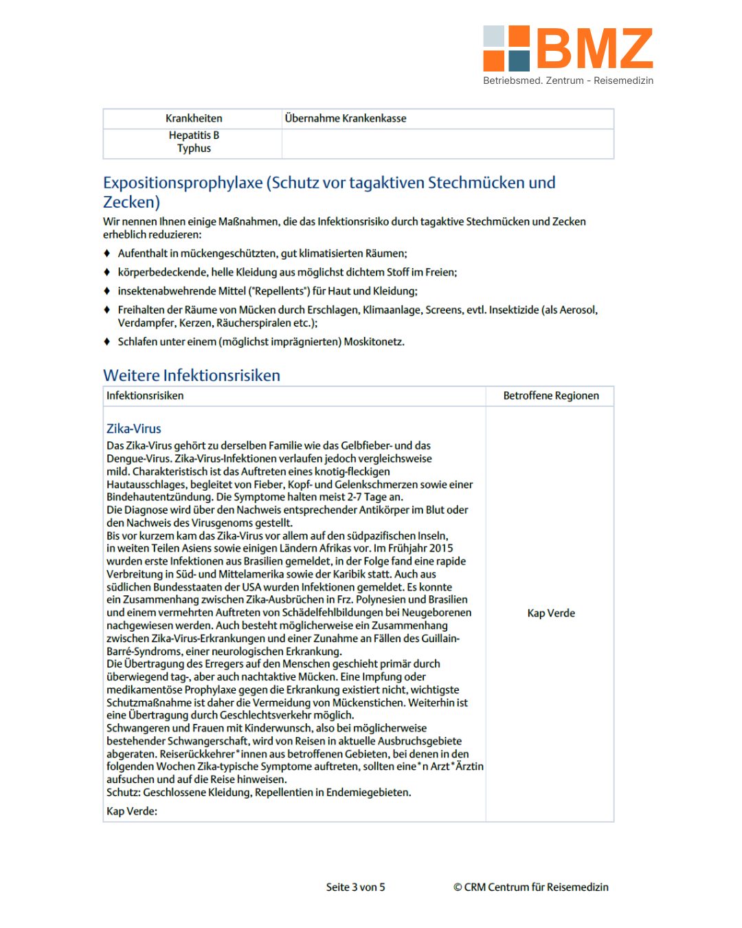 Beispiel Report 3 Beispiel reisemedizinischer Reisereport Seite 3