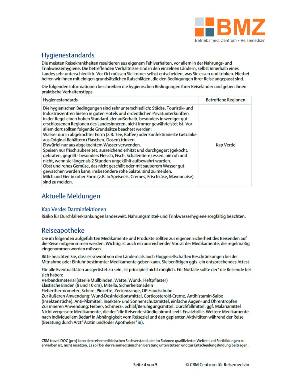 Beispielreport 4 Beispiel reisemedizinischer Reisereport Seite 4