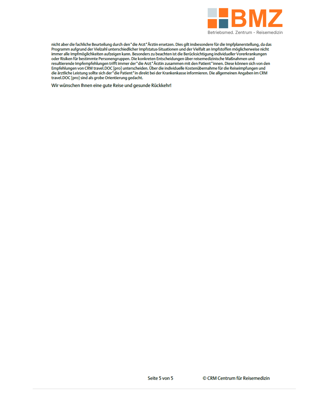 Beispielreport 5 Beispiel reisemedizinischer Reisereport Seite 5